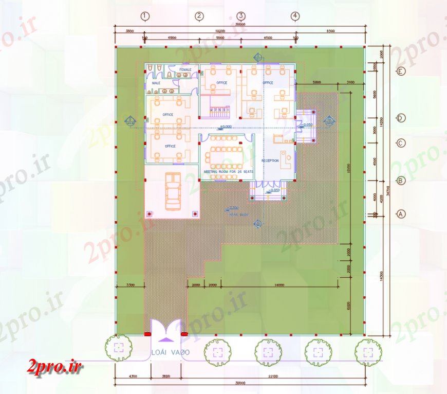 دانلود نقشه جزئیات و طراحی داخلی دفتر طرحی سایت از دفتر طراحی در  اتوکد (کد138377)