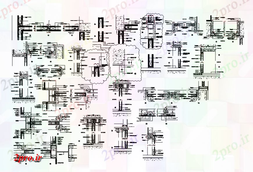 دانلود نقشه طراحی جزئیات ساختار مفاصل درب های متعدد و جزئیات ساختار نصب و راه اندازی  (کد138416)