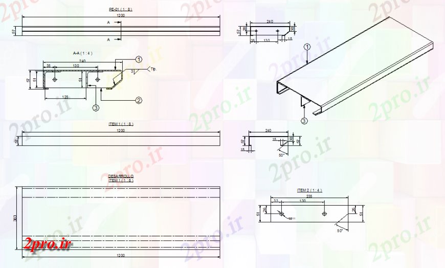 دانلود نقشه طراحی جزئیات ساختار سقف کاذب آلومینیومی  ساختار طراحی جزئیات (کد138429)