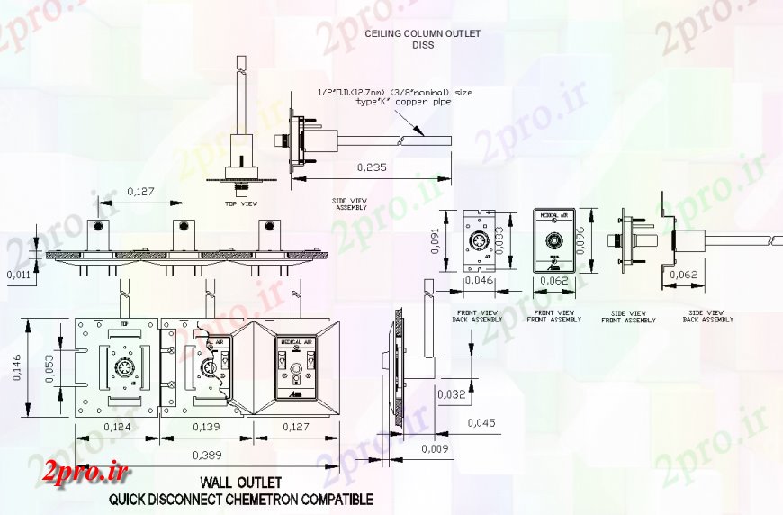 دانلود نقشه جزئیات ستون سقف خروجی ستون و پریز سریع chemetron قطع جزئیات سازگار (کد138458)