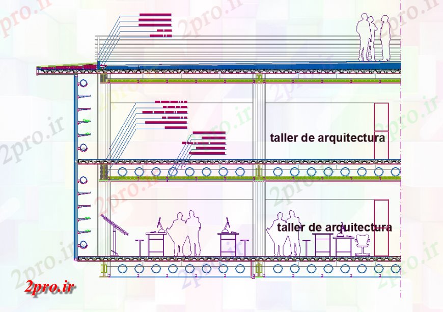 دانلود نقشه ساختمان اداری - تجاری - صنعتی بخش کارگاه معماری طرحی جزئیات 34 در 39 متر (کد138508)