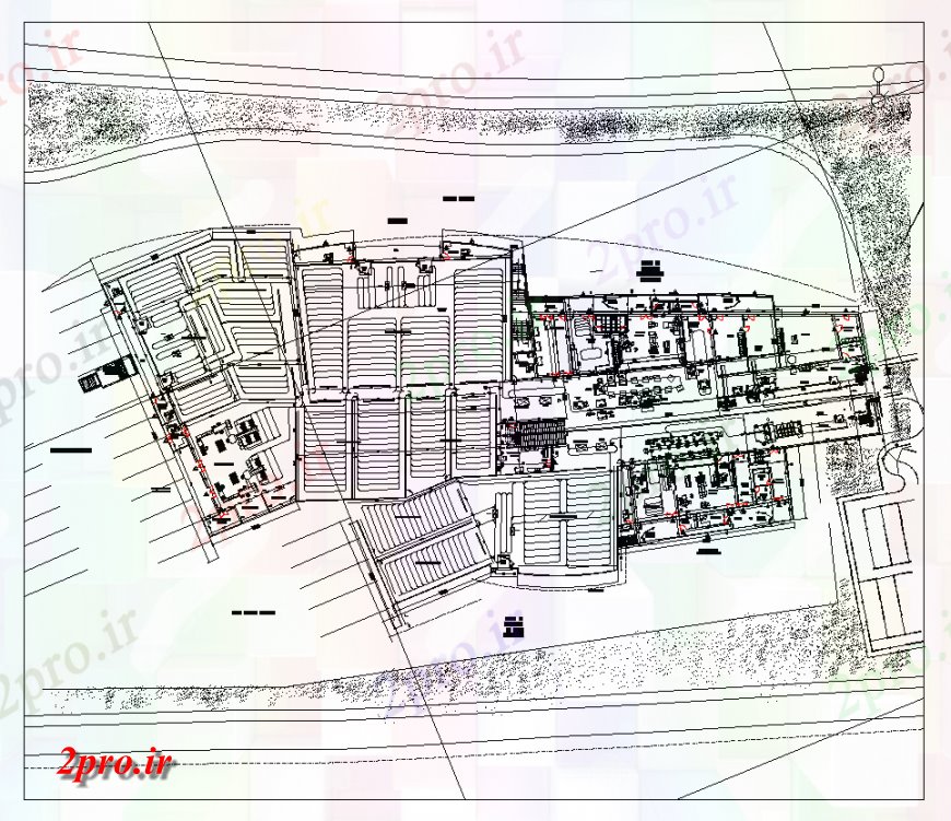 دانلود نقشه کارخانه صنعتی  ، کارگاه طرحی معماری از ساختار ساختمان صنعتی  طرحی  دو بعدی   (کد138519)