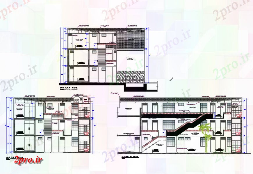 دانلود نقشه مسکونی  ، ویلایی ، آپارتمان  نما و بخش هستال  (کد138545)