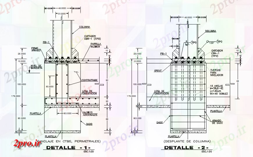 دانلود نقشه جزئیات ستون فولاد های رنگی ستون بتن  ساخت و ساز طراحی جزئیات (کد138559)
