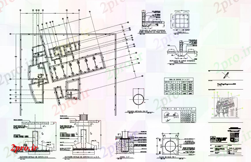 دانلود نقشه جزئیات ستون طرح، نما و ستون طراحی با جزئیات ساخت و ساز (کد138598)
