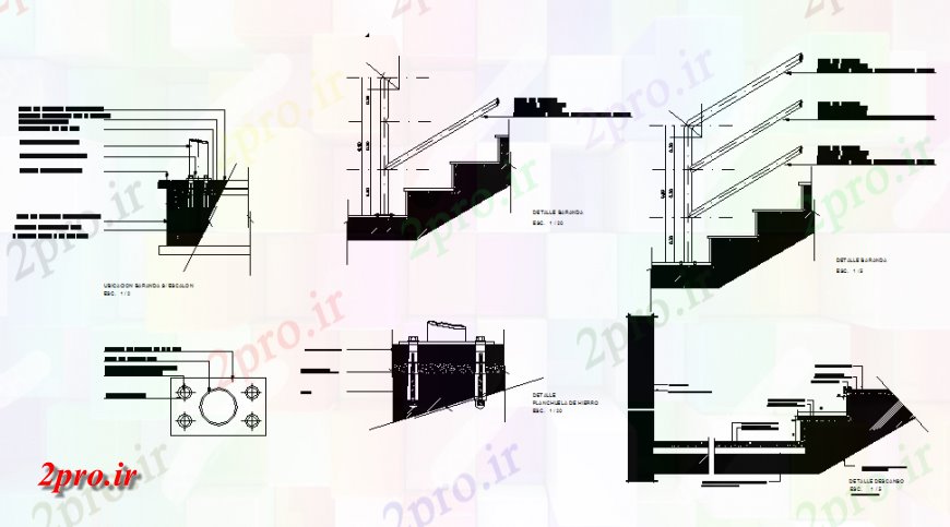 دانلود نقشه جزئیات پله و راه پله   خانه راه پله  بخش و ساخت و ساز طراحی جزئیات (کد138602)