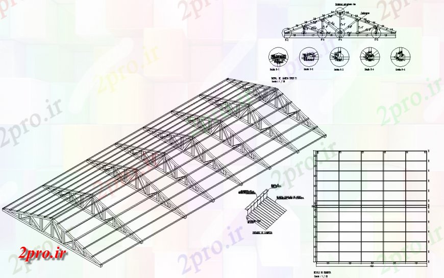 دانلود نقشه قالب اسکلت فلزی  فلزی دیدگاه ساختار سقف طراحی  اتوکد (کد138631)