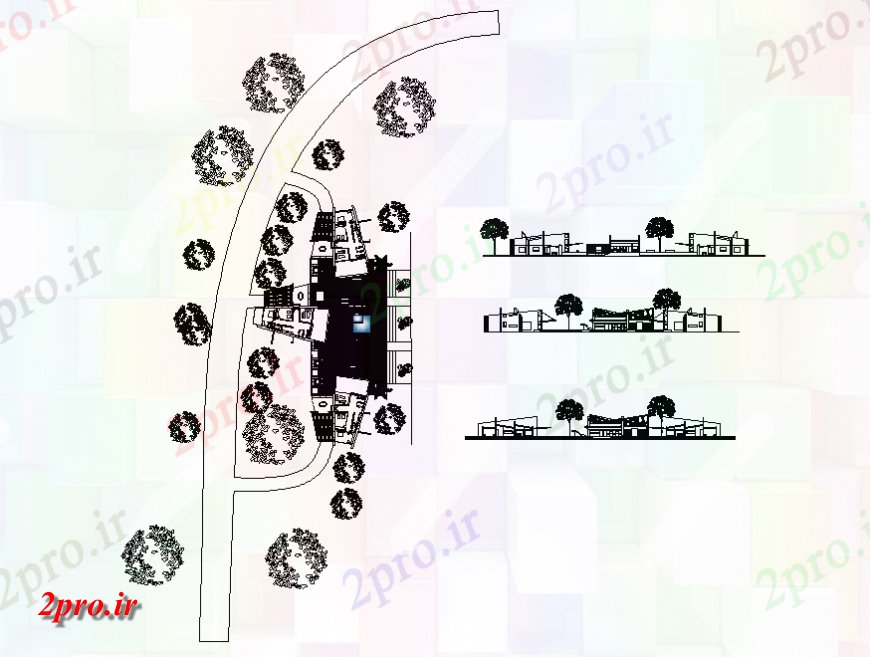 دانلود نقشه مسکونی  ، ویلایی ، آپارتمان  سه خانه های ویلایی نما گروه، بخش و طراحی های  (کد138648)