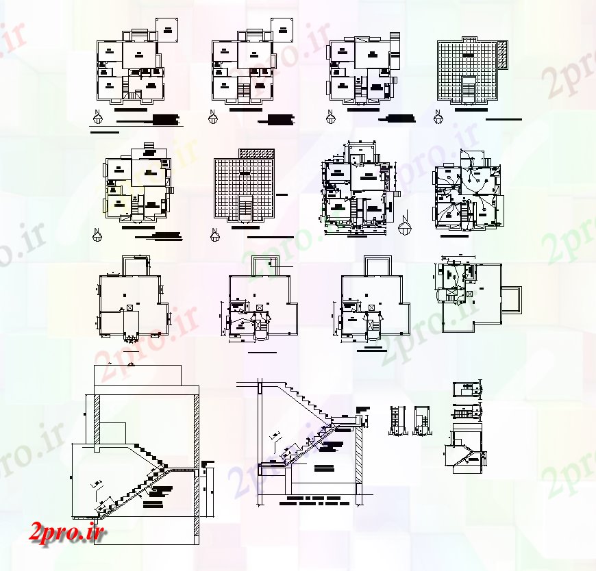 دانلود نقشه مسکونی  ، ویلایی ، آپارتمان  طرحی جزئیات خانه مسکونی ساختمان  دو بعدی   چیدمان (کد138659)