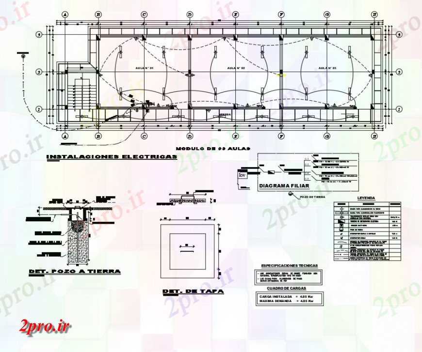 دانلود نقشه طراحی داخلی سایبان برقی و جزئیات ساختمانی (کد138661)