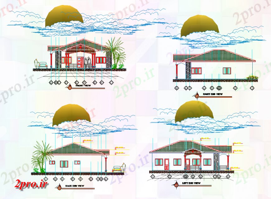 دانلود نقشه مسکونی  ، ویلایی ، آپارتمان  نما طرحی مسکن جزئیات (کد138683)