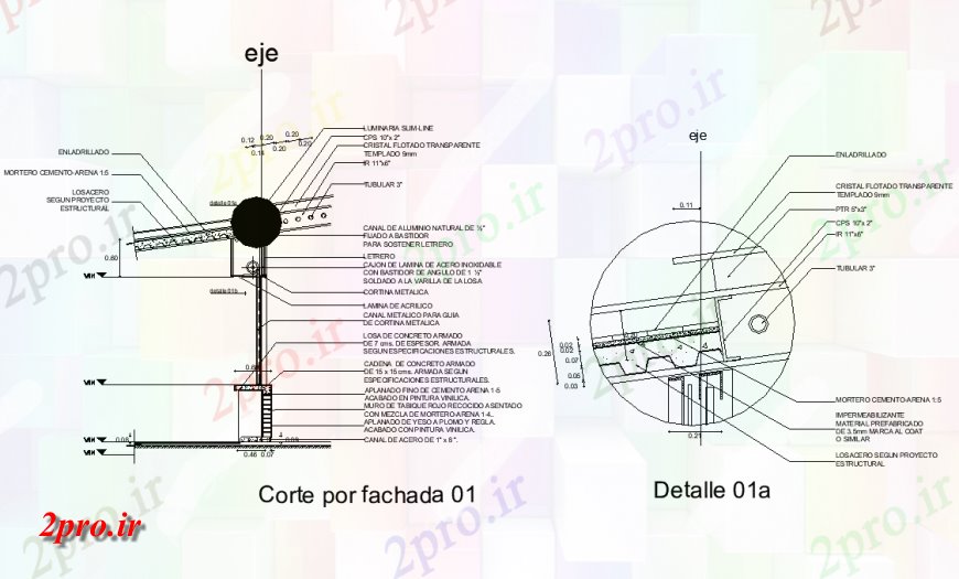 دانلود نقشه طراحی جزئیات ساختار ساختار طرحی مقطعی از جزئیات سقف  دو بعدی   (کد138693)