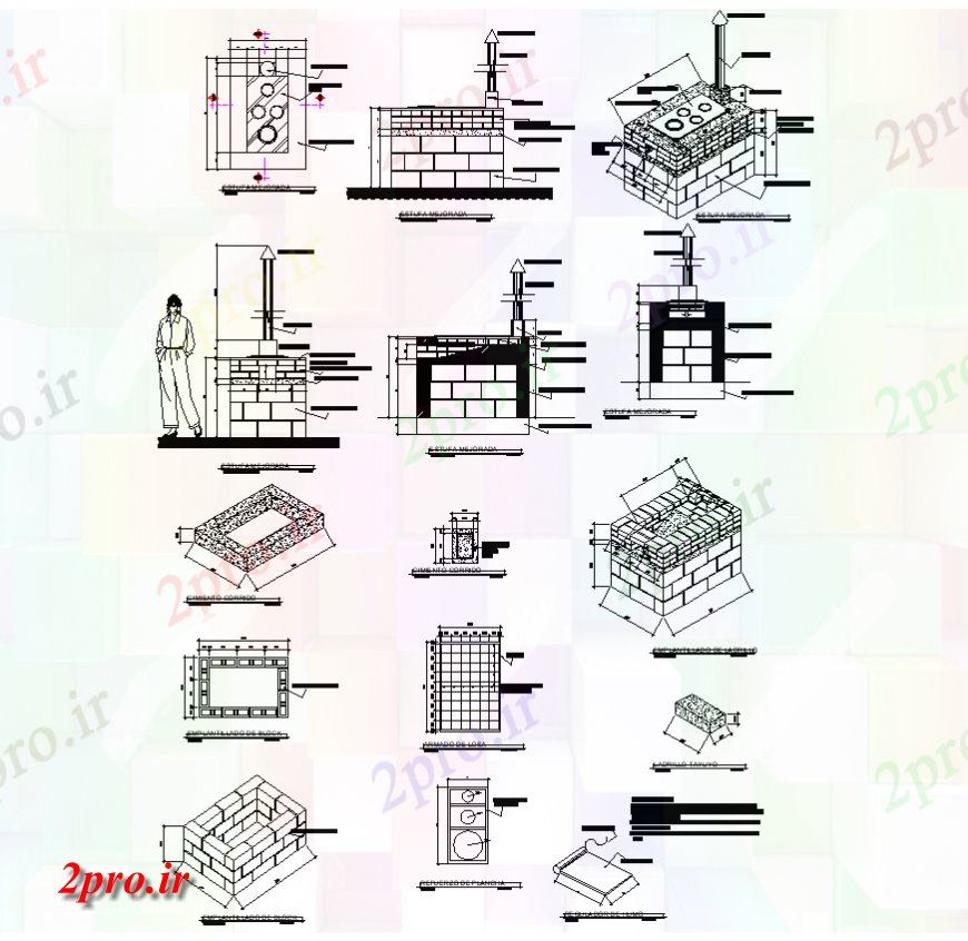 دانلود نقشه طراحی جزئیات ساختار آجر ساخت و ساز سنگ تراشی جزئیات دو بعدی   نظر طرحی  (کد138694)