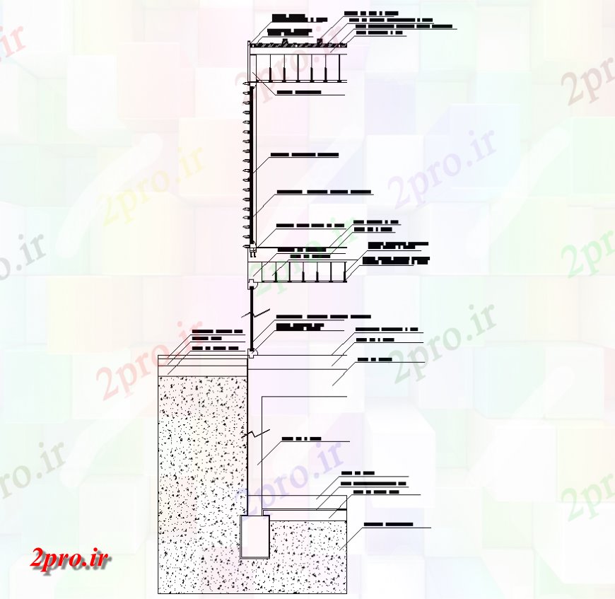 دانلود نقشه طراحی جزئیات ساختار ساختار دیوار جزئیات مقطعی  چیدمان  دو بعدی   (کد138748)