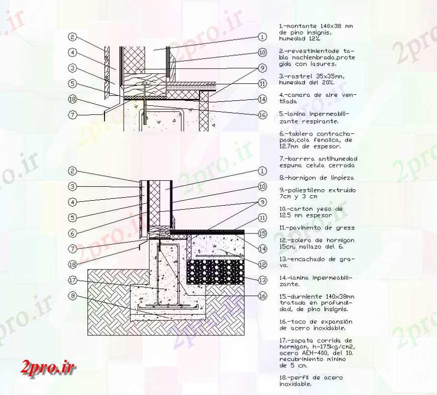 دانلود نقشه طراحی جزئیات ساختار بنیاد ساخت و ساز ساختار    دو بعدی   (کد138765)