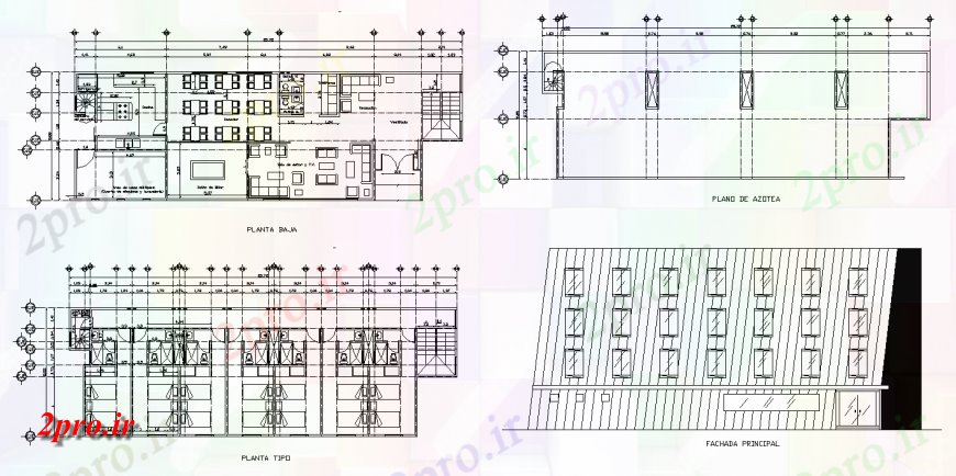 دانلود نقشه ساختمان اداری - تجاری - صنعتی ساختمان اداری ساختار طرحی دو بعدی طرح 9 در 26 متر (کد138772)
