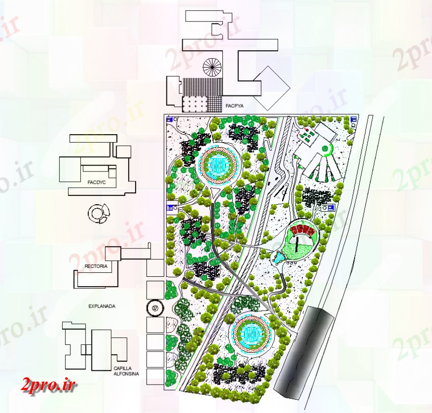 دانلود نقشه  طراحی پارک - محوطه - باغ   شهرستان ساختار پارک معماری طرحی جزئیات  چیدمان  دو بعدی  اتوکد (کد138810)
