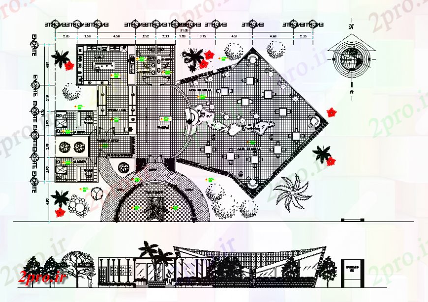 دانلود نقشه مسکونی  ، ویلایی ، آپارتمان  فست فود رستوران نما نما و طرحی ساختار جزئیات طرح (کد138820)