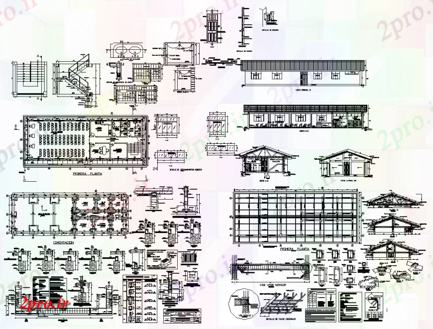 دانلود نقشه ساختمان اداری - تجاری - صنعتی جزئیات ساختمان اجتماعی و ساختار های مختلف طرح 7 در 23 متر (کد138828)