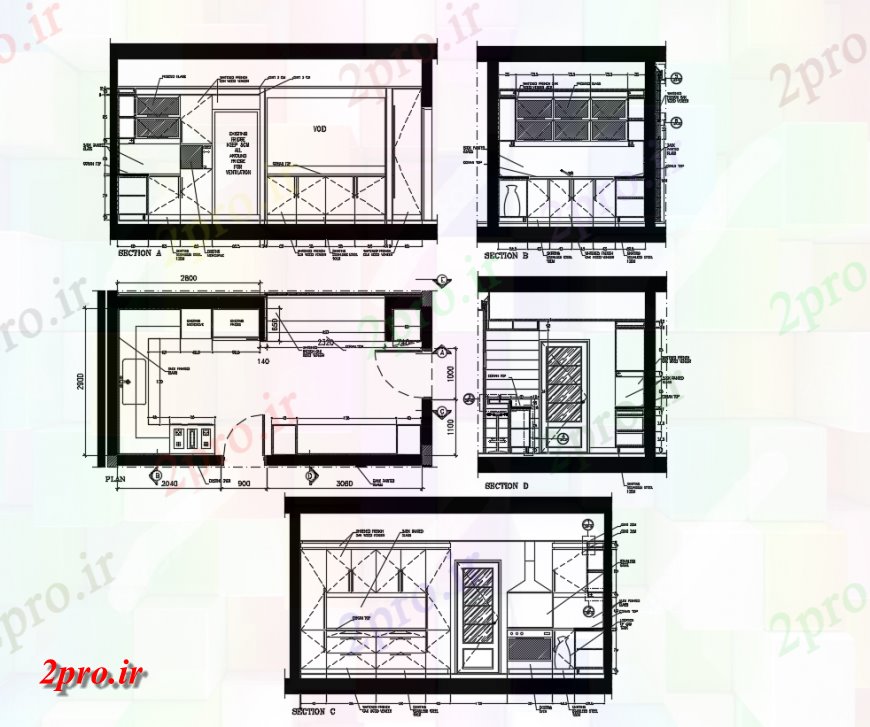 دانلود نقشه مسکونی  ، ویلایی ، آپارتمان  آشپزخانه طراحی طرحی از خانه (کد138854)