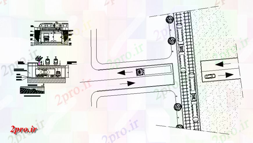 دانلود نقشه جزئیات جاده سازی عبور راه آهن با بخش بزرگراه عرضی و جزئیات سازنده (کد138870)
