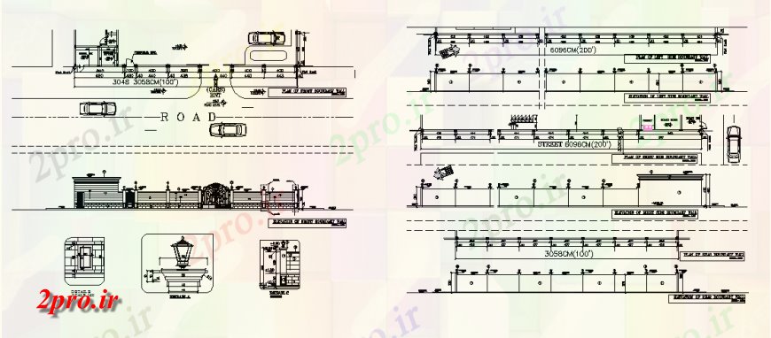 دانلود نقشه طراحی جزئیات ساختار طرحی ساختمان درب ورودی و نما  دو بعدی   (کد138877)