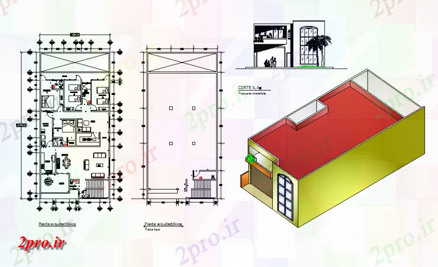 دانلود نقشه مسکونی  ، ویلایی ، آپارتمان  یک خانواده خانه کفپوش تنها معماری دقیق پروژه (کد138879)
