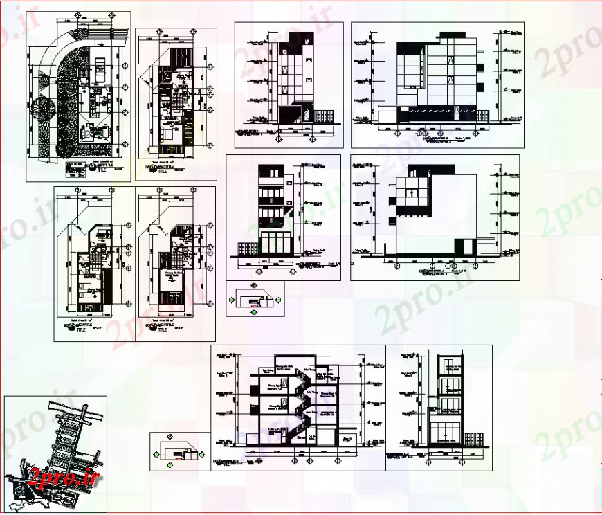 دانلود نقشه مسکونی  ، ویلایی ، آپارتمان  مسکن نما ساختاری و بخش  چیدمان (کد138891)