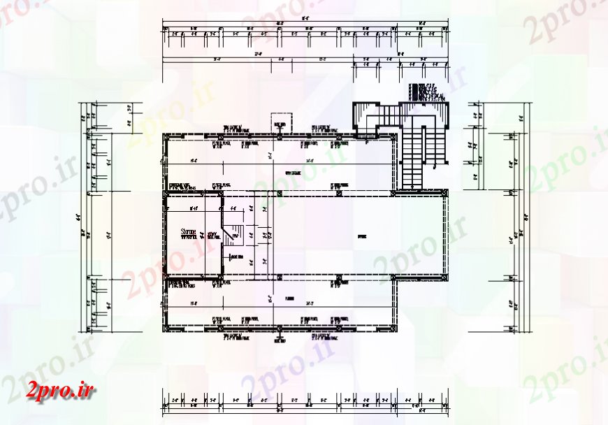 دانلود نقشه ساختمان اداری - تجاری - صنعتی ساختمان اداری طبقه اول فریم طرحی 11 در 16 متر (کد138896)