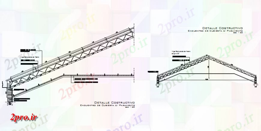 دانلود نقشه طراحی جزئیات ساختار خرپا بخش سقف جزئیات طراحی  (کد138909)