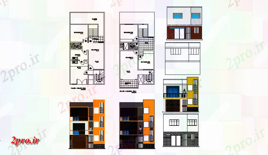 دانلود نقشه مسکونی  ، ویلایی ، آپارتمان  طرحی خانواده تنها مسکن و نما طراحی  (کد138931)