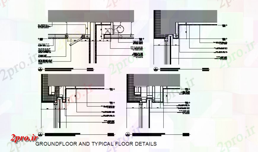 دانلود نقشه طراحی جزئیات ساختار درهای کشویی شیشه ای جزئیات نازک کاری و طراحی  (کد138964)