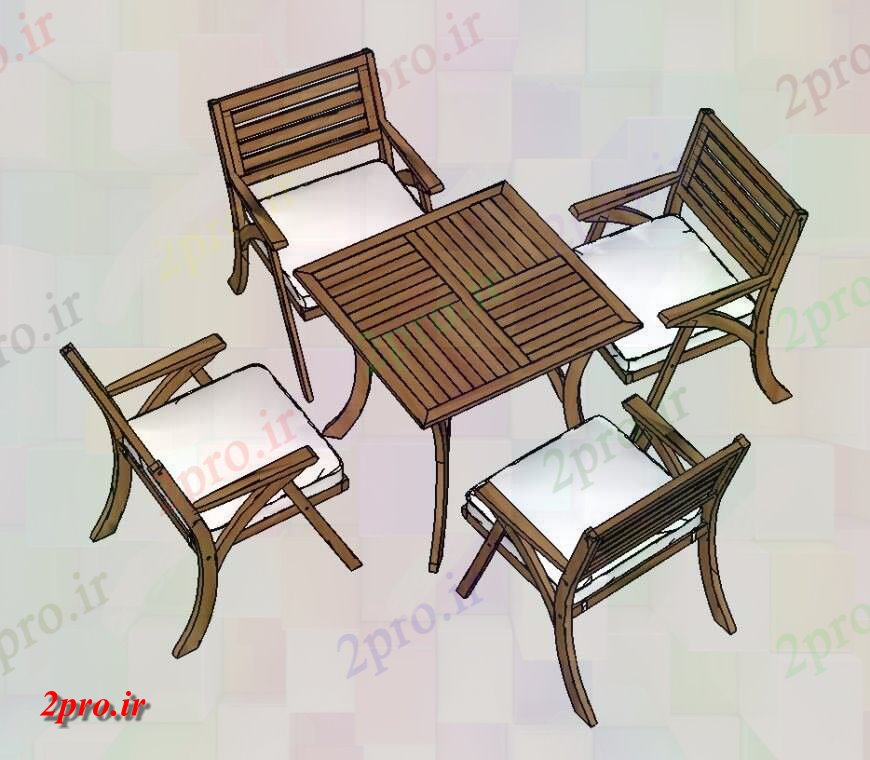 دانلود نقشه میز و صندلی میز و صندلیتریدی طراحی تا  (کد138986)