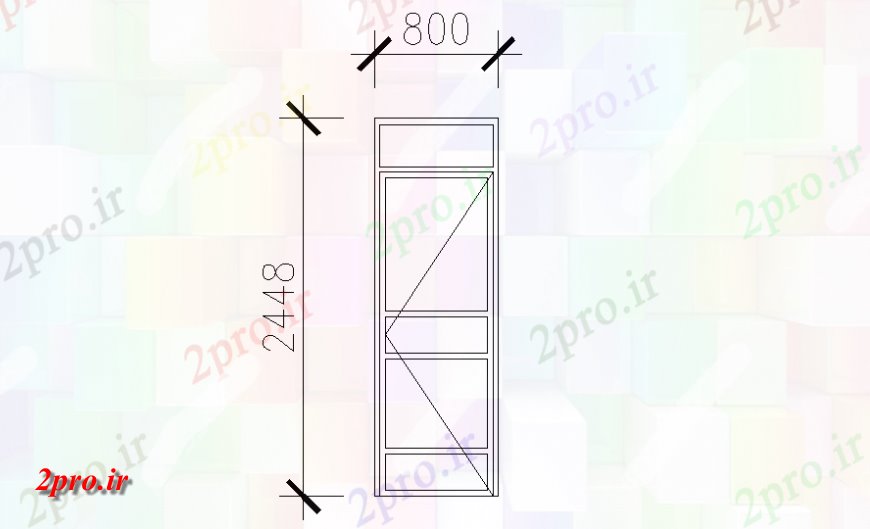 دانلود نقشه جزئیات طراحی در و پنجره  نما تک درب طراحی  (کد139005)