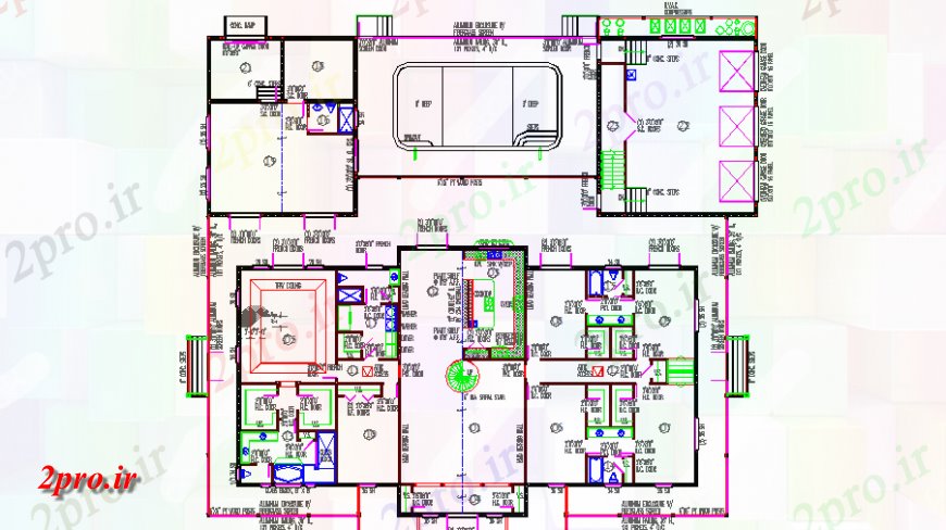 دانلود نقشه ساختمان اداری - تجاری - صنعتی دفتر اول فریم کف طرحی های 16 در 26 متر (کد139023)