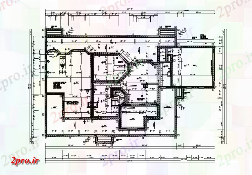 دانلود نقشه مسکونی  ، ویلایی ، آپارتمان  طبقه دوم خانه فریم طرحی  (کد139035)