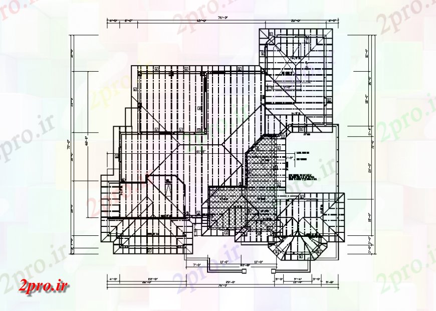 دانلود نقشه طراحی جزئیات ساختار سقف طرحی فریم ساختار طراحی جزئیات از خانه 20 در 23 متر (کد139036)