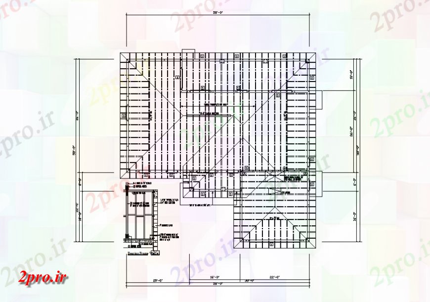 دانلود نقشه طراحی جزئیات ساختار خانه سقف ساختار فریم طرح 16 در 16 متر (کد139038)