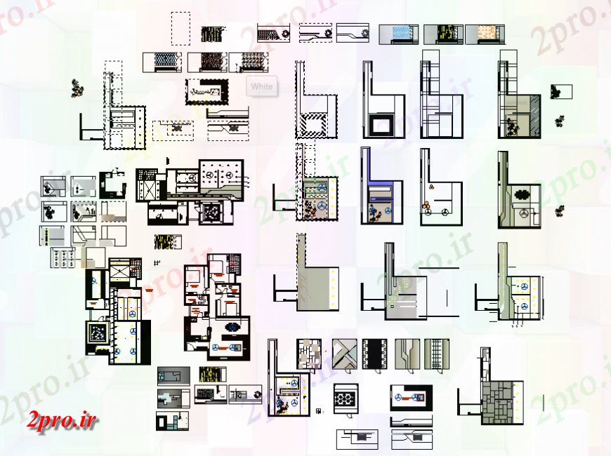 دانلود نقشه مسکونی  ، ویلایی ، آپارتمان  یک خانواده جزئیات طرحی طبقه خانه، جزئیات داخلی و طرحی مبلمان جزئیات (کد139094)