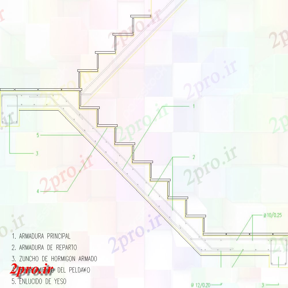 دانلود نقشه جزئیات ستون ستون به بخش پله   (کد139114)
