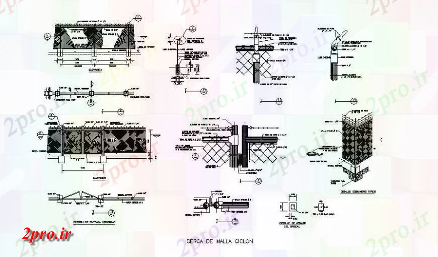 دانلود نقشه  جزئیات دیوار های آجری دیوار مرزی نمای ایزومتریک  طراحی (کد139122)