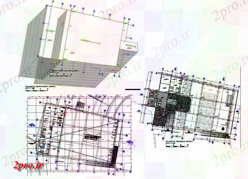 دانلود نقشه ساختمان اداری - تجاری - صنعتی زیرزمین و درست ساختمان تجاری طراحی 36 در 52 متر (کد139189)