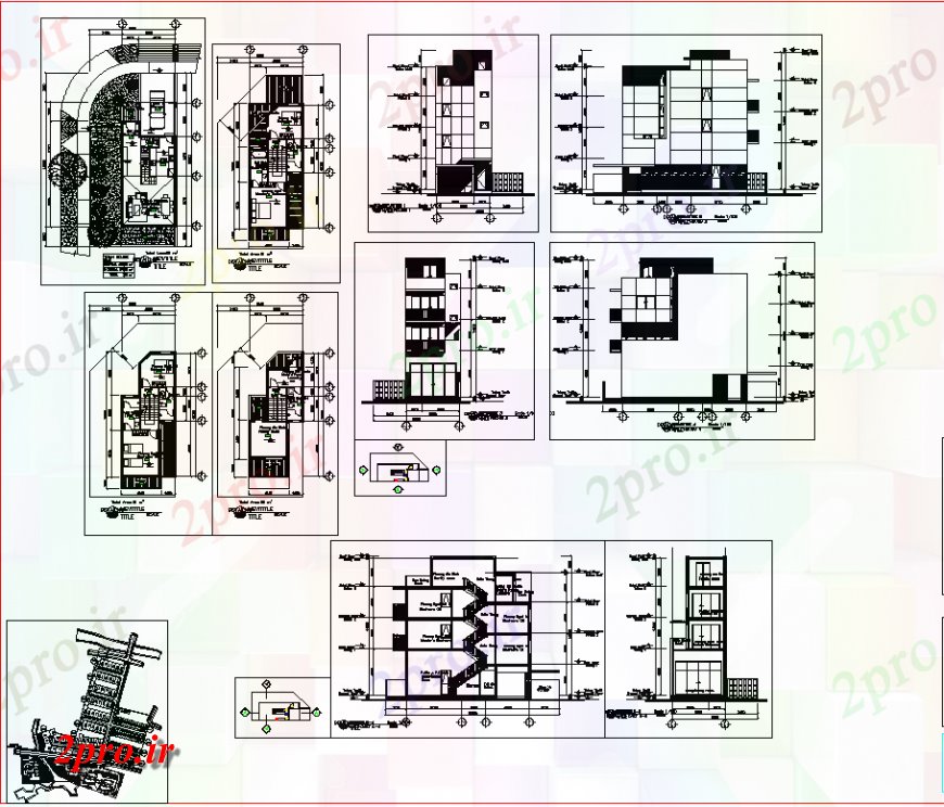 دانلود نقشه مسکونی  ، ویلایی ، آپارتمان  مسکن نما ساختاری و بخش  چیدمان (کد139204)