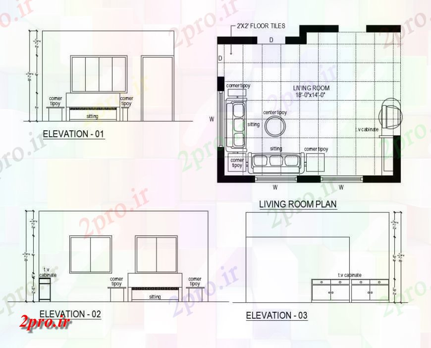 دانلود نقشه مسکونی  ، ویلایی ، آپارتمان  اتاق نشیمن جزئیات طرحی نما یک خانه (کد139284)