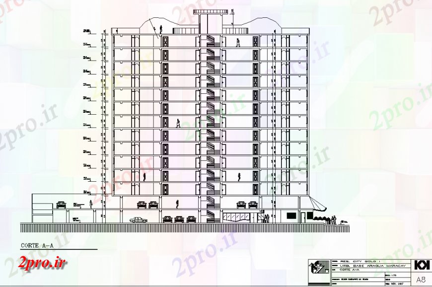 دانلود نقشه مسکونی ، ویلایی ، آپارتمان چند طبقه بخش ساختمان آپارتمان طراحی 23 در 36 متر (کد139314)