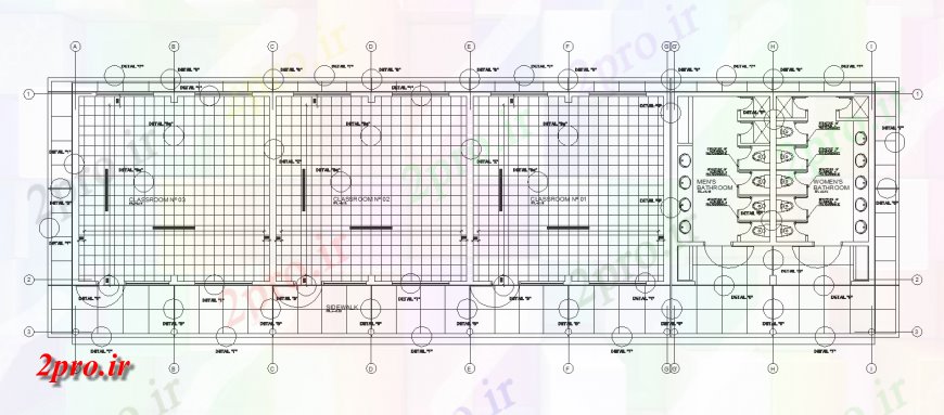 دانلود نقشه دانشگاه ، آموزشکده ، مدرسه ، هنرستان ، خوابگاه - اتاق کلاس طرحی کار طراحی 8 در 32 متر (کد139318)