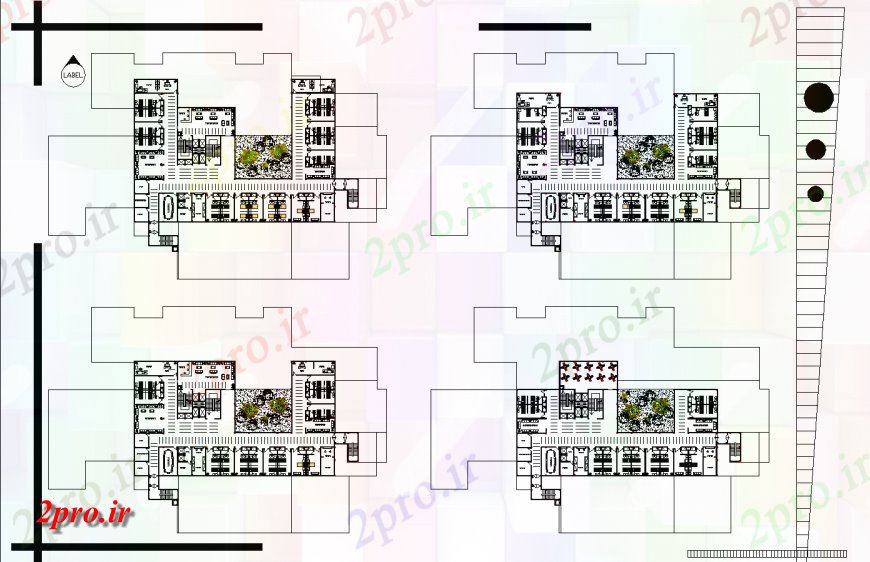 دانلود نقشه بیمارستان - درمانگاه - کلینیک طرحی طبقه بیمارستان طراحی 55 در 85 متر (کد139331)