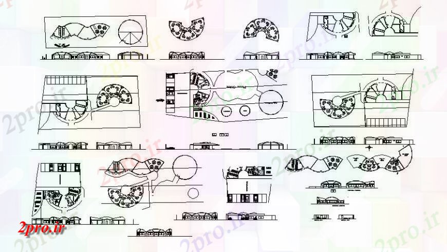 دانلود نقشه باغ نوع مختلف از پارک جزئیات طراحی  دو بعدی   (کد139344)