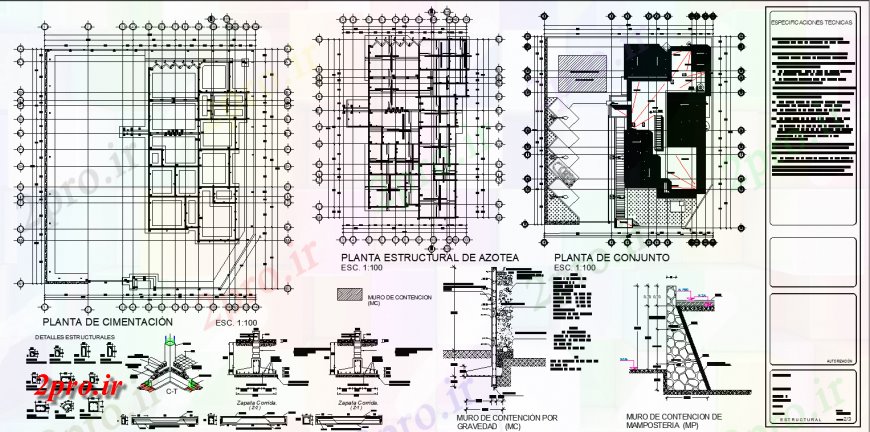دانلود نقشه طراحی اتوکد پایه جزئیات ساخت و ساز طراحی دفتر  اتوکد (کد139350)