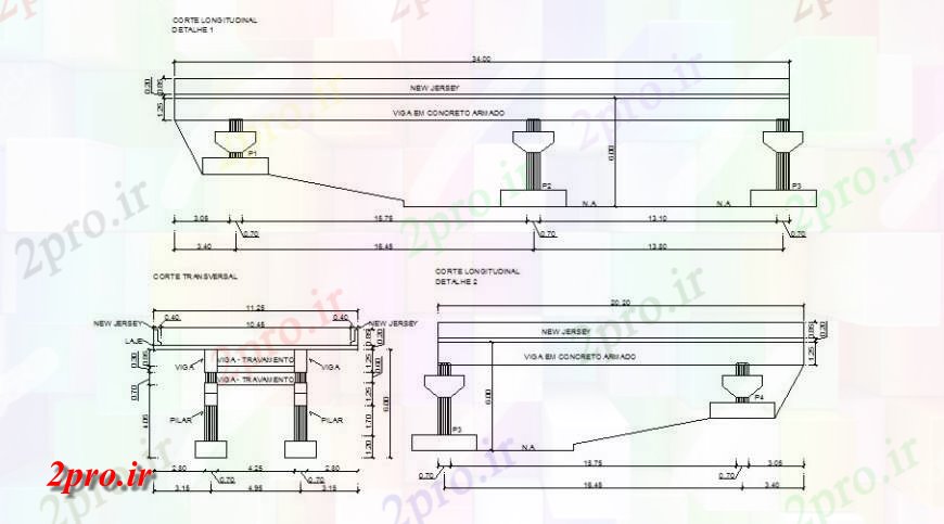 دانلود نقشه جزئیات ساخت پل پل ساختار ساخت و ساز نما جزئیات  دو بعدی   (کد139361)